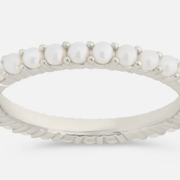 STERLING SILVER GIANNA PEARL ETERNITY RING - Picture 7 of 8